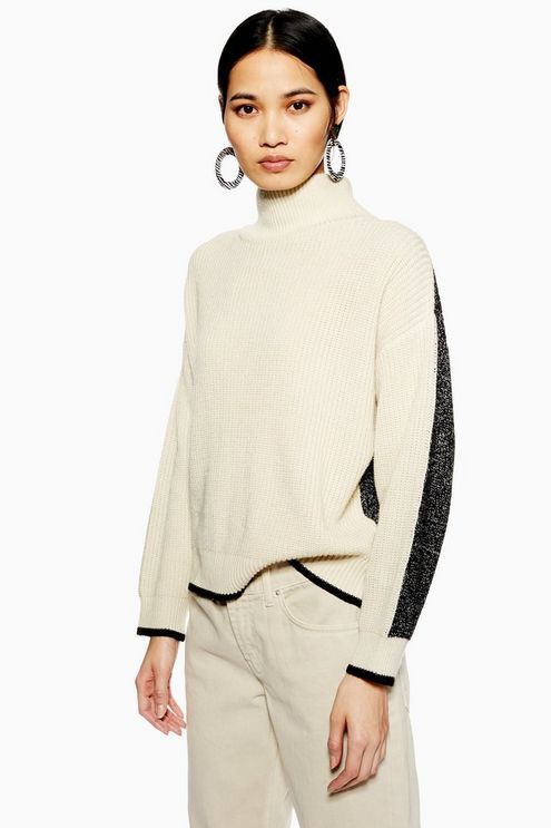 Rollkragenpulli in Blockfarben Topshop