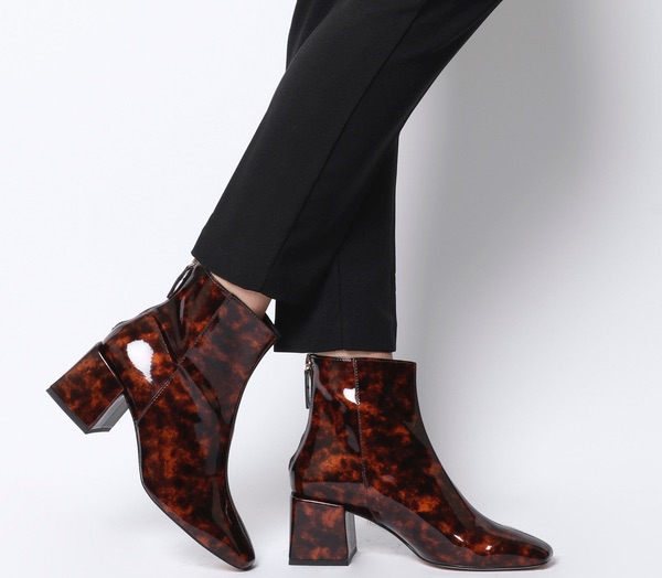 Apricot Square Toe Block Heel Boots
