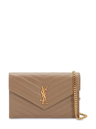 SAINT LAURENT, Kleine, gesteppte tasche "monogram", Graubraun, Luisaviaroma