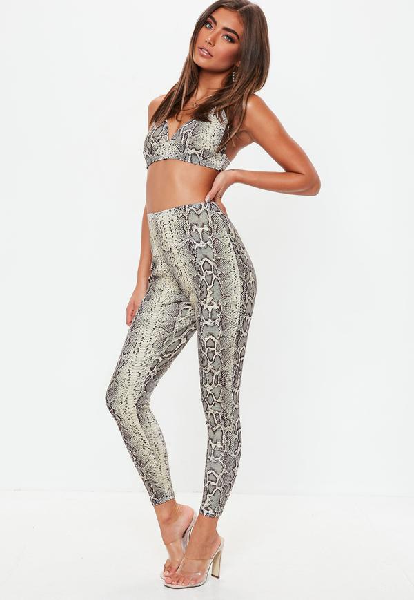 Snake Print Slim Leg Trouser - Missguided