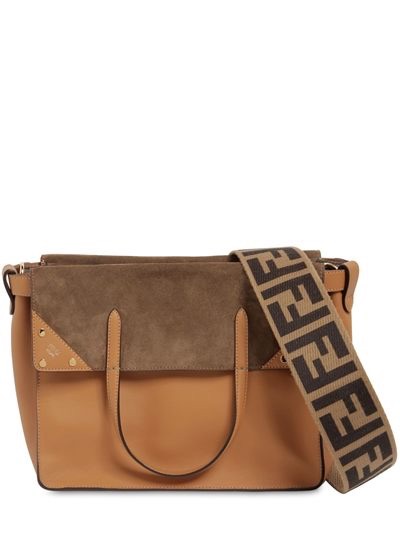 FENDI, Slip leather shoulder bag, Brown/nocciola, Luisaviaroma
