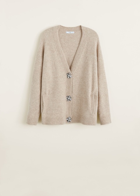 Strickjacke mit kristallsteinverzierung - f füStrickjacken Damen Mango