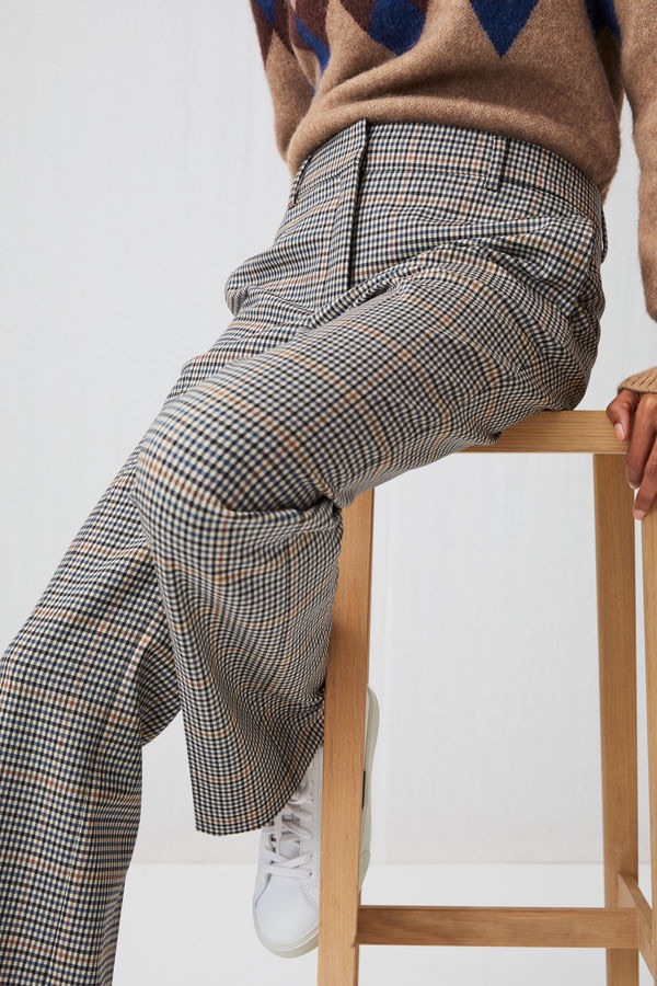 Checked Stretch-Wool Trousers