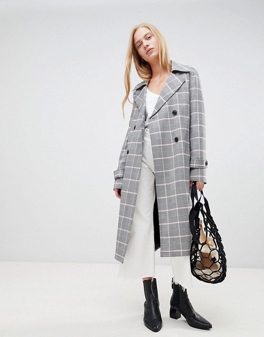 ASOS DESIGN – Karierter Trenchcoat