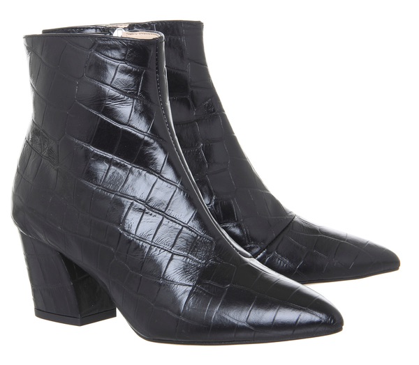 Aubergine Curved Heel Ankle Boots